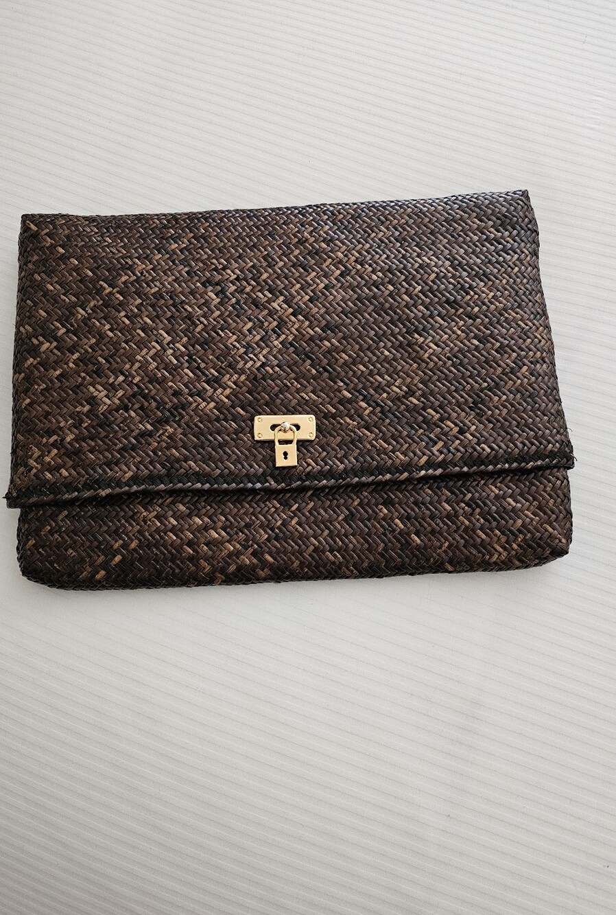 Unique Raffia Woven Clutch Envelope Bag  2 In 1 Brown OS NWOT